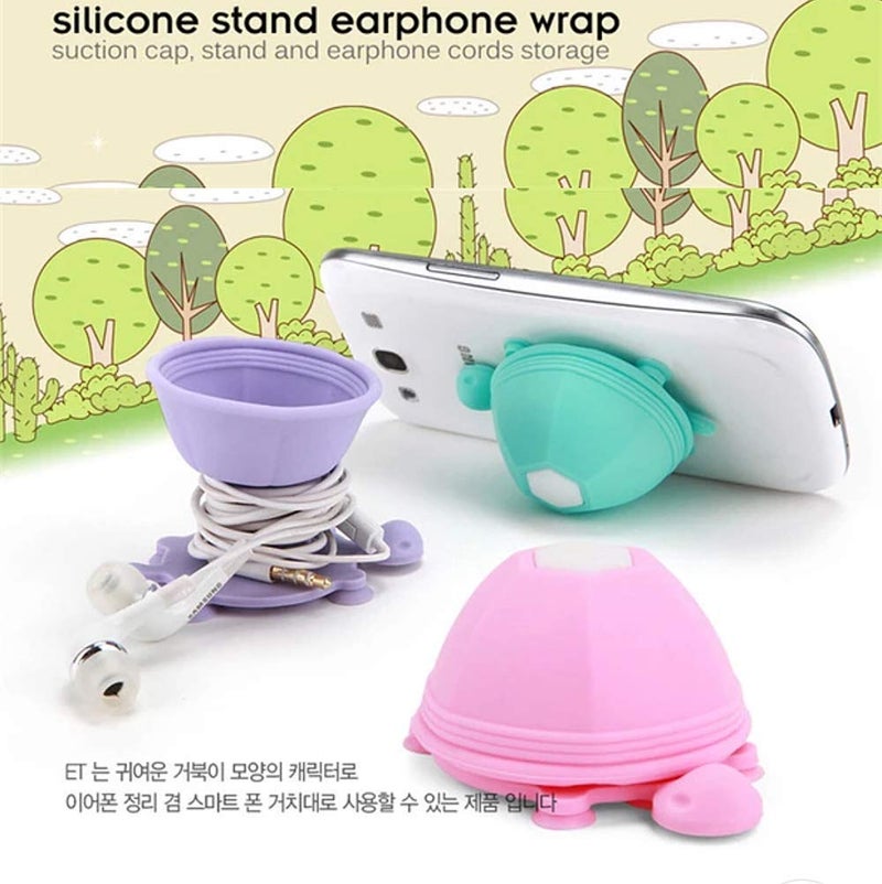 Rain House Cute Earbuds Holder Case Cord Wrap Earphone Tangle-Free Cable Turtle Organizer Headphone Storage Accessories Headset Winder Hang Case (Blue) - Image 2